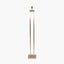 Langston Satin Brass Metal Column Floor Lamp Base with Bow 45cm Black Velvet Cylinder Lampshade