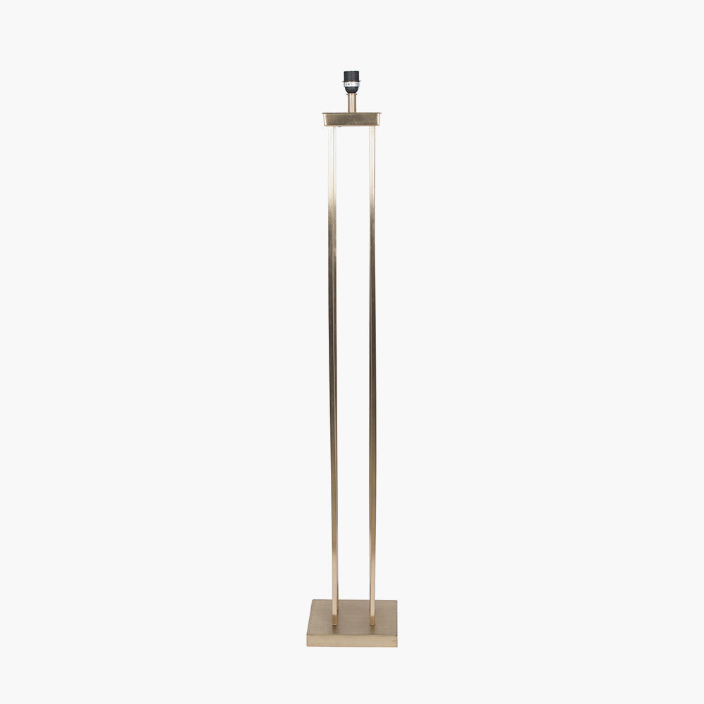 Langston Satin Brass Metal Column Floor Lamp Base with Bow 45cm Forest Green Velvet Cylinder Lampshade