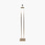 Langston Satin Brass Metal Column Floor Lamp Base with Bow 45cm Forest Green Velvet Cylinder Lampshade