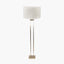 Langston Satin Brass Metal Column Floor Lamp Base with Rouen 45cm White Boucle Cylinder Lampshade