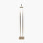 Langston Satin Brass Metal Column Floor Lamp Base with Lino 45cm White Self Lined Linen Cylinder Lampshade