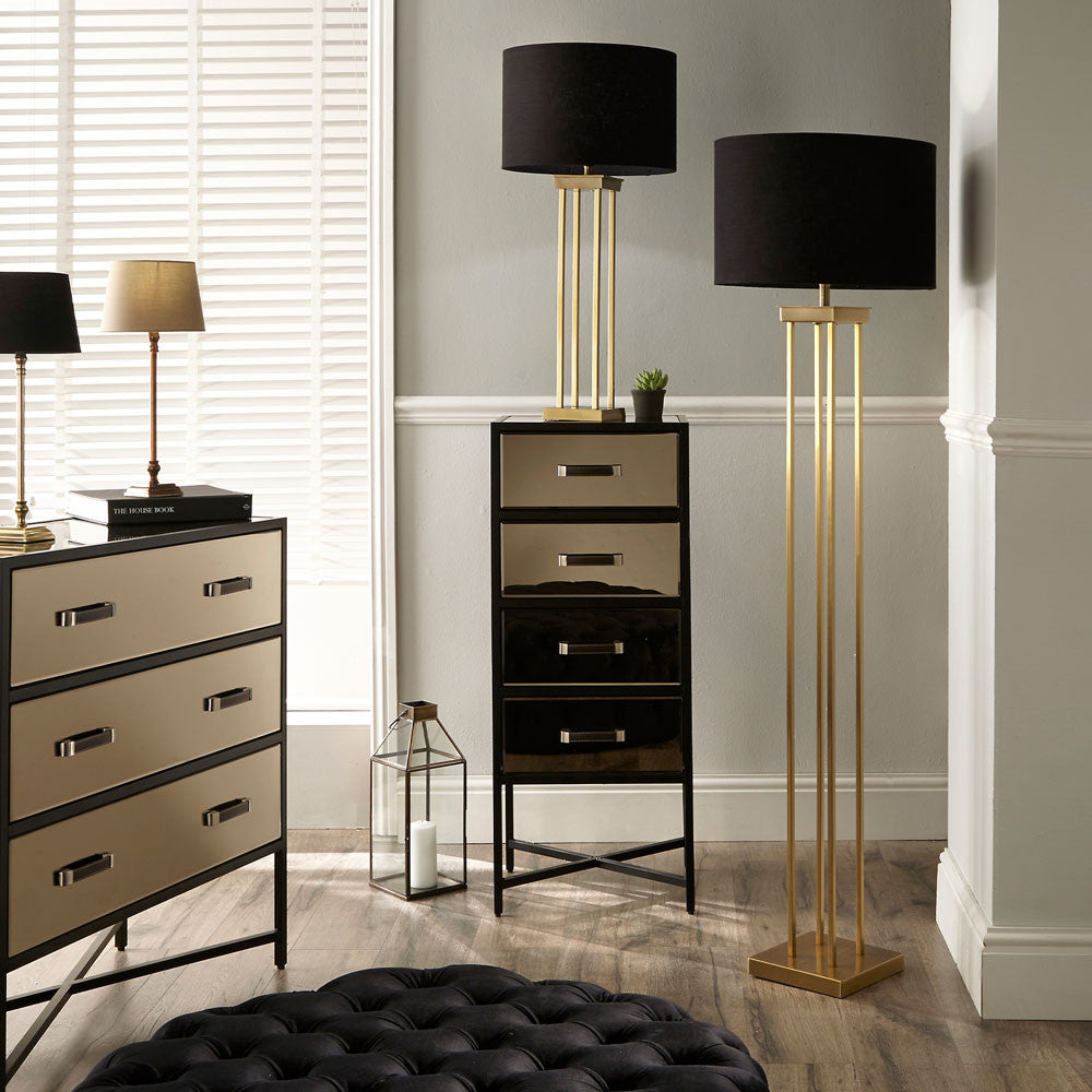 Langston Satin Brass Metal 4 Post Floor Lamp - Base Only