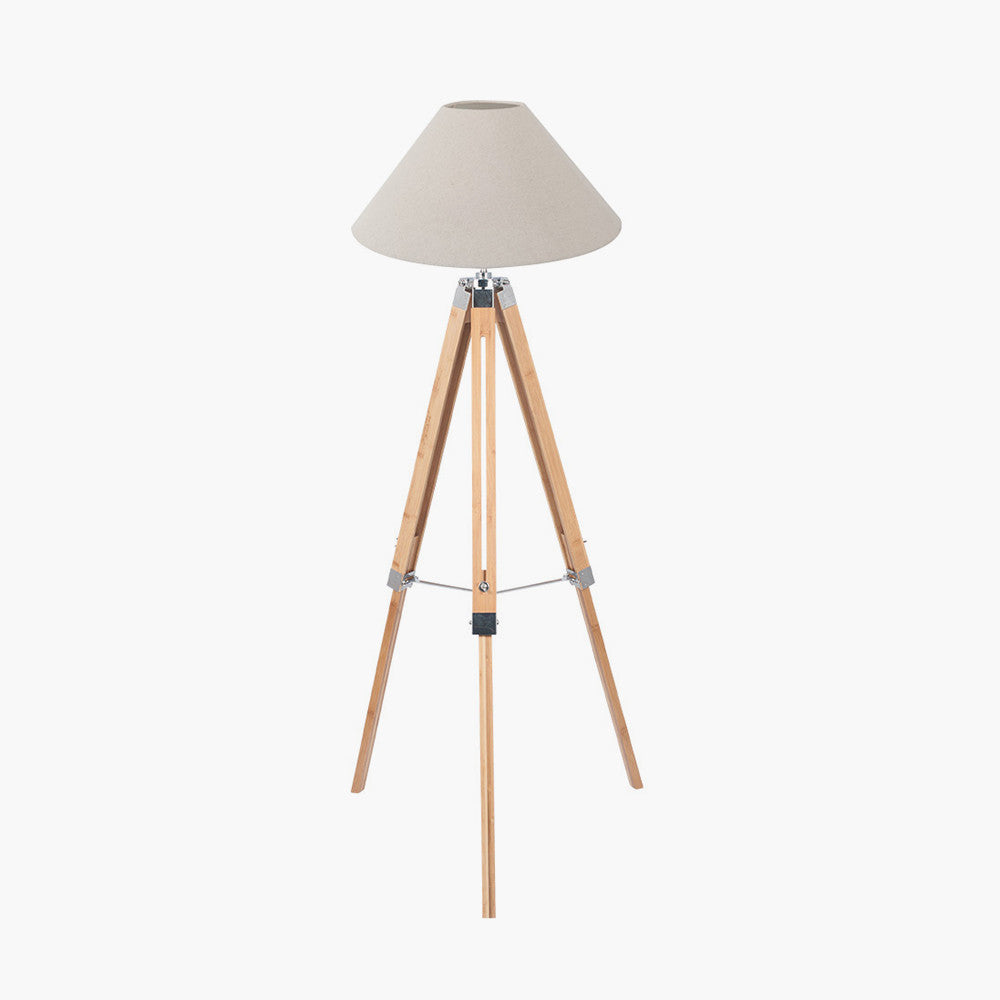 Sumba Bamboo Tripod Floor Lamp Base with Harley 50cm Slubby Hopsack Empire Lampshade