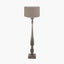 Alia Grey Wash Turned Mango Wood Floor Lamp Base with Edward 45cm Natural Linen Cylinder Lampshade