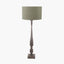 Alia Grey Wash Turned Mango Wood Floor Lamp Base with Edward 45cm Pistachio Green Linen Cylinder Lampshade