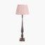 Alia Grey Wash Turned Mango Wood Floor Lamp Base with Thiago 45cm Cinnamon Stripe Mushroom Pleat Tapered Lampshade