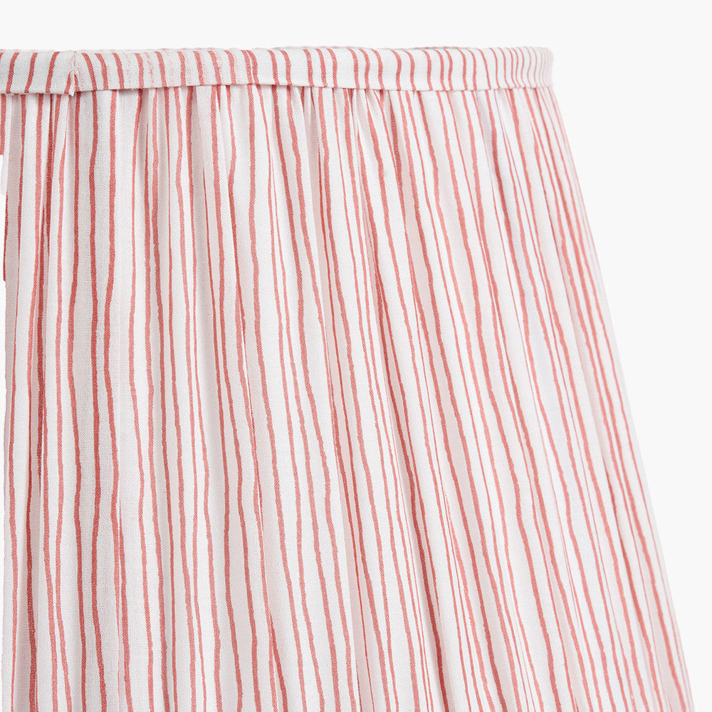 Alia Grey Wash Turned Mango Wood Floor Lamp Base with Thiago 45cm Cinnamon Stripe Mushroom Pleat Tapered Lampshade
