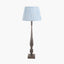 Alia Grey Wash Turned Mango Wood Floor Lamp Base with Thiago 45cm Ocean Blue Stripe Mushroom Pleat Tapered Lampshade