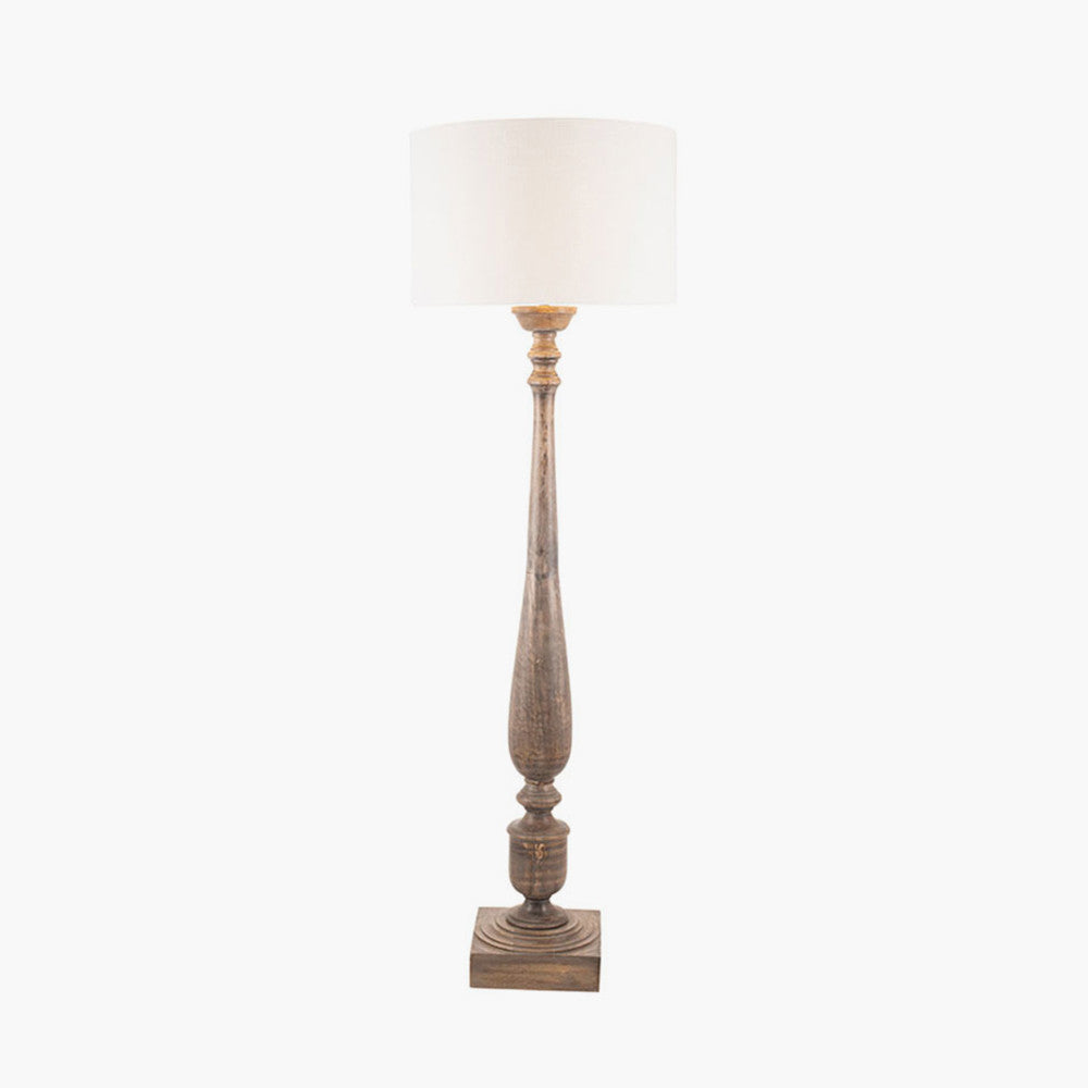 Alia Grey Wash Turned Mango Wood Floor Lamp - Base Only