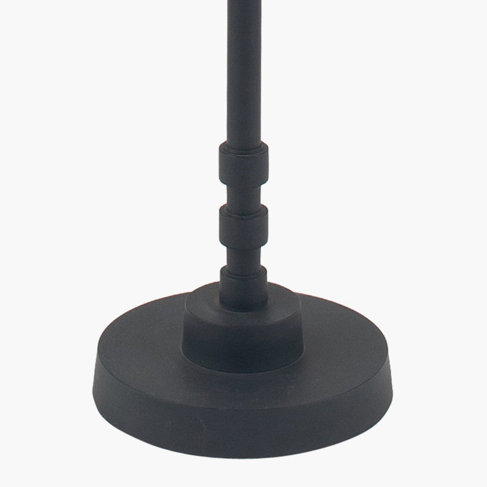 Rhode Matt Black Stick Metal Floor Lamp Base with Bow 40cm Slate Velvet Cylinder Lampshade