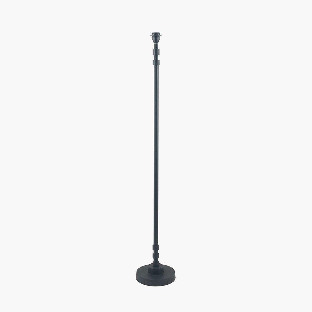 Rhode Matt Black Stick Metal Floor Lamp Base with Lars 40cm Black Ikat Patterned Cylinder Lampshade