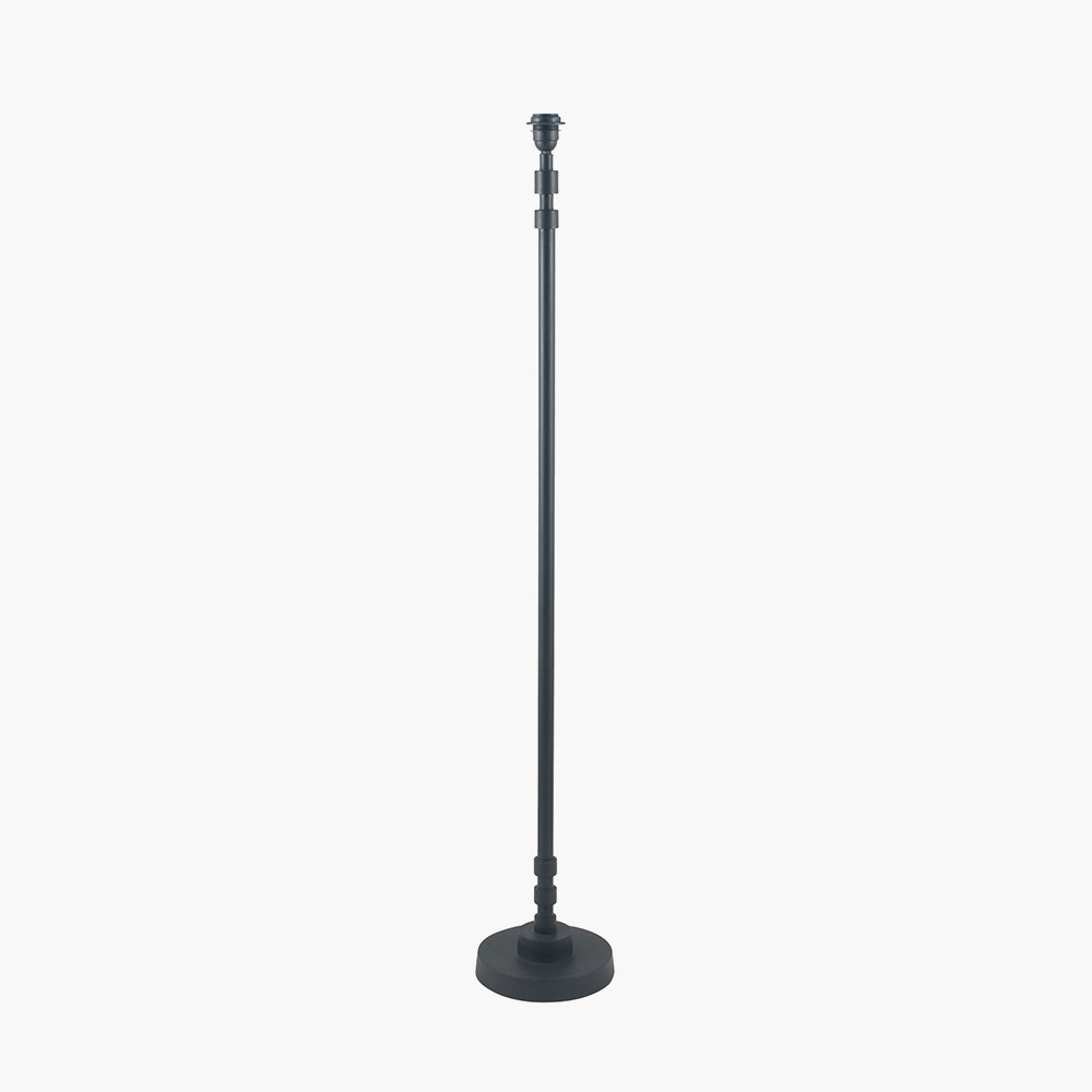 Rhode Matt Black Stick Metal Floor Lamp Base with Lars 40cm Ocean Blue Ikat Patterned Cylinder Lampshade