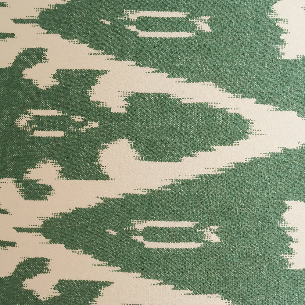 Rhode Matt Black Stick Metal Floor Lamp Base with Lars 40cm Racing Green Ikat Patterned Cylinder Lampshade