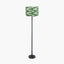 Rhode Matt Black Stick Metal Floor Lamp Base with Lars 40cm Racing Green Ikat Patterned Cylinder Lampshade