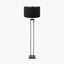 Langston Matt Black Metal Column Floor Lamp Base with Stellan 45cm Black Slubbed Faux Silk Gold Lined Cylinder Lampshade