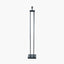 Langston Matt Black Metal Column Floor Lamp Base with Stellan 45cm Gold Slubbed Silk Mix Gold Lined Cylinder Lampshade