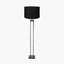 Langston Matt Black Metal Column Floor Lamp Base with Lino 45cm Black Self Lined Linen Cylinder Lampshade