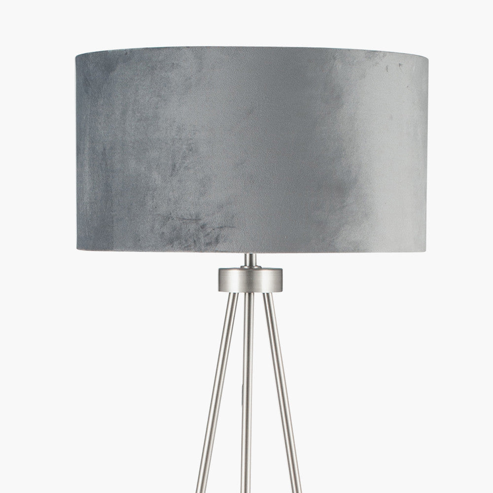 Houston Brushed Silver Tripod Floor Lamp