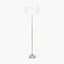 Almas Silver Metal Floor Lamp Base with Henry 45cm White Handloom Cylinder Lampshade