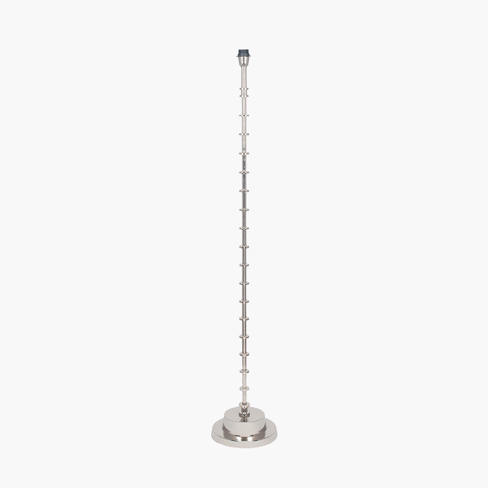 Almas Silver Metal Floor Lamp Base with Henry 45cm White Handloom Cylinder Lampshade