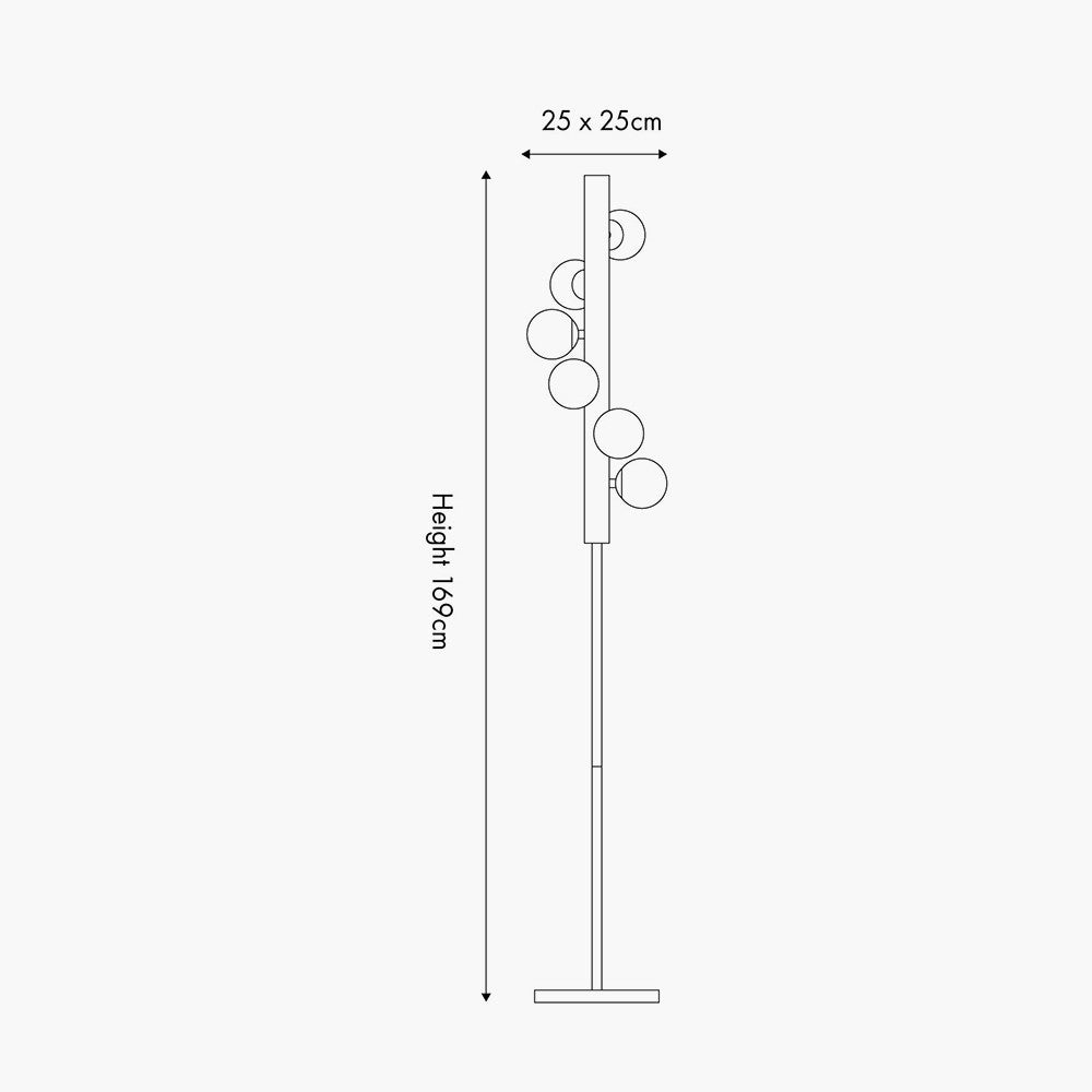 Blair Smoke Glass Ball and Black Metal Floor Lamp