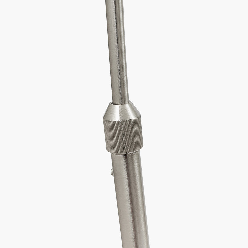 Feliciani Brushed Silver Metal and White Marble Floor Lamp