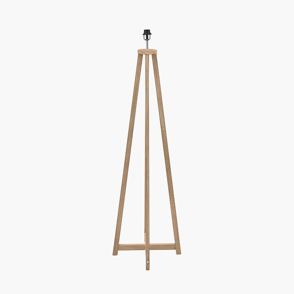 Whitby Grey Wash Wood Tapered 4 Post Floor Lamp Base with Edward 45cm Natural Linen Cylinder Lampshade