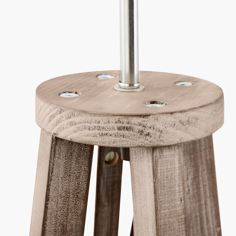 Whitby Grey Wash Wood Tapered 4 Post Floor Lamp Base with Edward 45cm Natural Linen Cylinder Lampshade