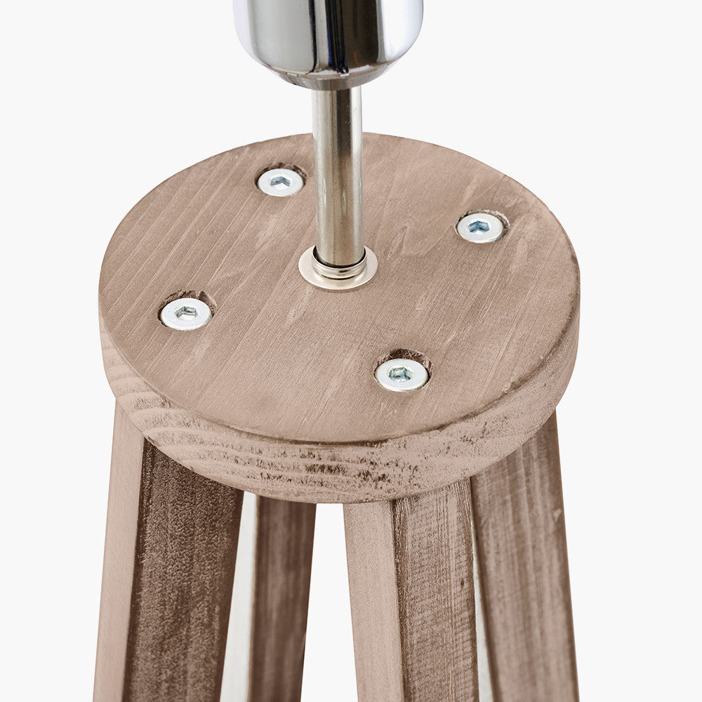 Whitby Grey Wash Wood Tapered 4 Post Floor Lamp Base with Lino 45cm Grey Self Lined Linen Cylinder Lampshade