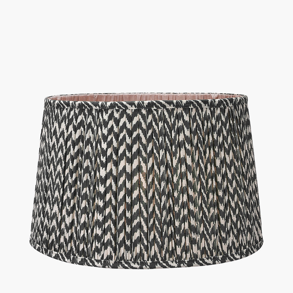 Whitby Matt Black Wood Tapered 4 Post Floor Lamp Base with Vienna 45cm Black Chevron Mushroom Pleat Lampshade
