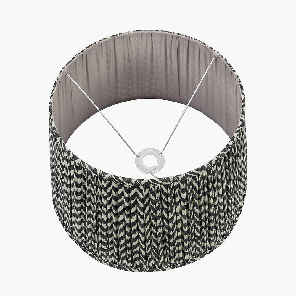 Whitby Matt Black Wood Tapered 4 Post Floor Lamp Base with Vienna 45cm Black Chevron Mushroom Pleat Lampshade