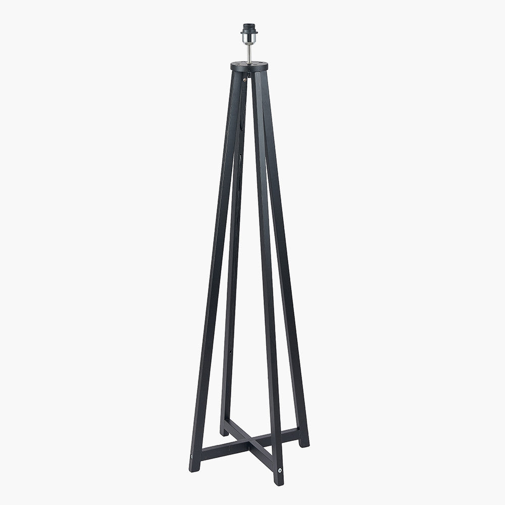 Whitby Matt Black Wood Tapered 4 Post Floor Lamp - Base Only
