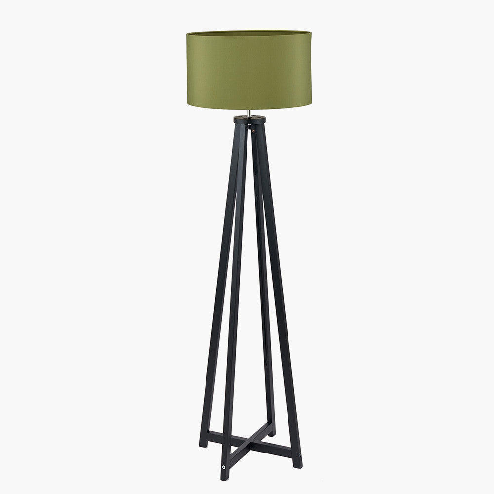 Whitby Matt Black Wood Tapered 4 Post Floor Lamp - Base Only