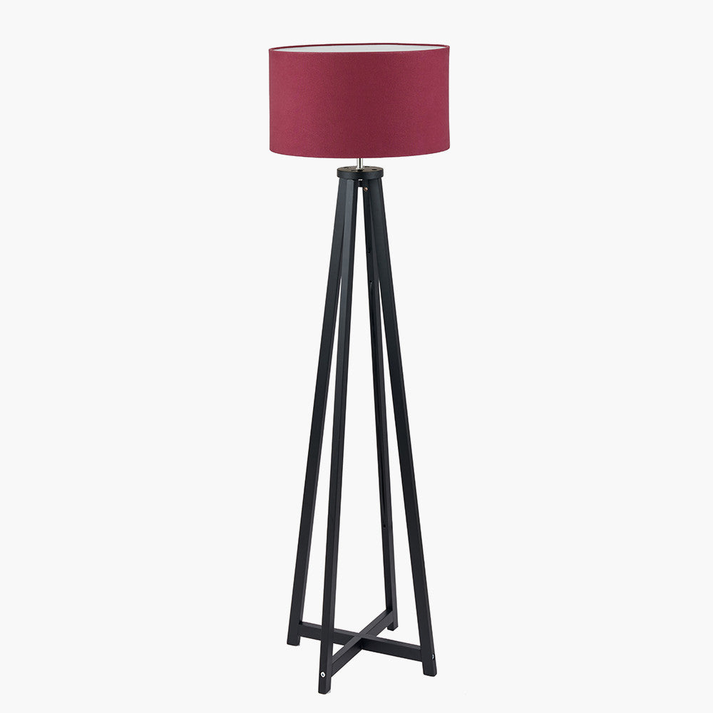 Whitby Matt Black Wood Tapered 4 Post Floor Lamp - Base Only