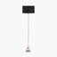 Claudius Nickel Metal Stick Floor Lamp Base with Harry 40cm Black Cotton Mix Cylinder Lampshade