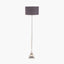 Claudius Nickel Metal Stick Floor Lamp Base with Henry 40cm Grey Handloom Cylinder Lampshade