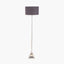 Claudius Nickel Metal Stick Floor Lamp Base with Henry 40cm Grey Handloom Cylinder Lampshade