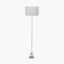 Claudius Nickel Metal Stick Floor Lamp Base with Henry 40cm White Handloom Cylinder Lampshade