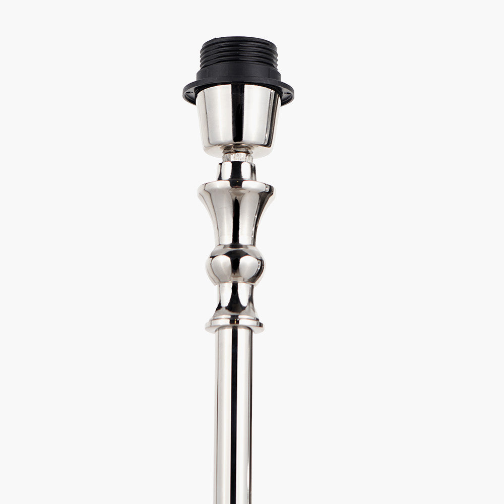 Claudius Nickel Metal Stick Floor Lamp Base with Thiago 40cm Cinnamon Stripe Mushroom Pleat Tapered Lampshade