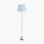 Claudius Nickel Metal Stick Floor Lamp Base with Thiago 40cm Ocean Blue Stripe Mushroom Pleat Tapered Lampshade