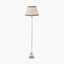 Claudius Nickel Metal Stick Floor Lamp Base with Tabitha 40cm Cream Jute Scalloped Edge Tapered Lamp Shade with Contrast Binding
