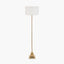 Claudius Gold Metal Stick Floor Lamp Base with Henry 40cm White Handloom Cylinder Lampshade
