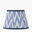 Claudius Gold Metal Stick Floor Lamp Base with Kamilah 40cm Blue Chevron Patterned Mushroom Pleat Tapered Lamp Shade