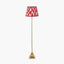 Claudius Gold Metal Stick Floor Lamp Base with Kamilah 40cm Red Chevron Patterned Mushroom Pleat Tapered Lamp Shade