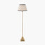 Claudius Gold Metal Stick Floor Lamp Base with Tabitha 40cm Cream Jute Scalloped Edge Tapered Lamp Shade with Contrast Binding