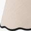 Claudius Gold Metal Stick Floor Lamp Base with Tabitha 40cm Cream Jute Scalloped Edge Tapered Lamp Shade with Contrast Binding