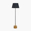 Antoine Black Croc and Antique Brass Metal Floor Lamp Base with Lyndon 40cm Black Silk Mix Knife Pleat Tapered Lampshade