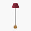 Antoine Black Croc and Antique Brass Metal Floor Lamp Base with Malia 40cm Mulberry Red Mushroom Pleat Scalloped Tapered Lamp Shade