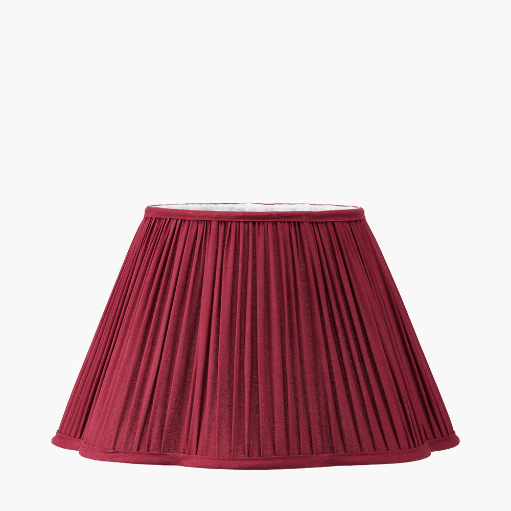 Antoine Black Croc and Antique Brass Metal Floor Lamp Base with Malia 40cm Mulberry Red Mushroom Pleat Scalloped Tapered Lamp Shade
