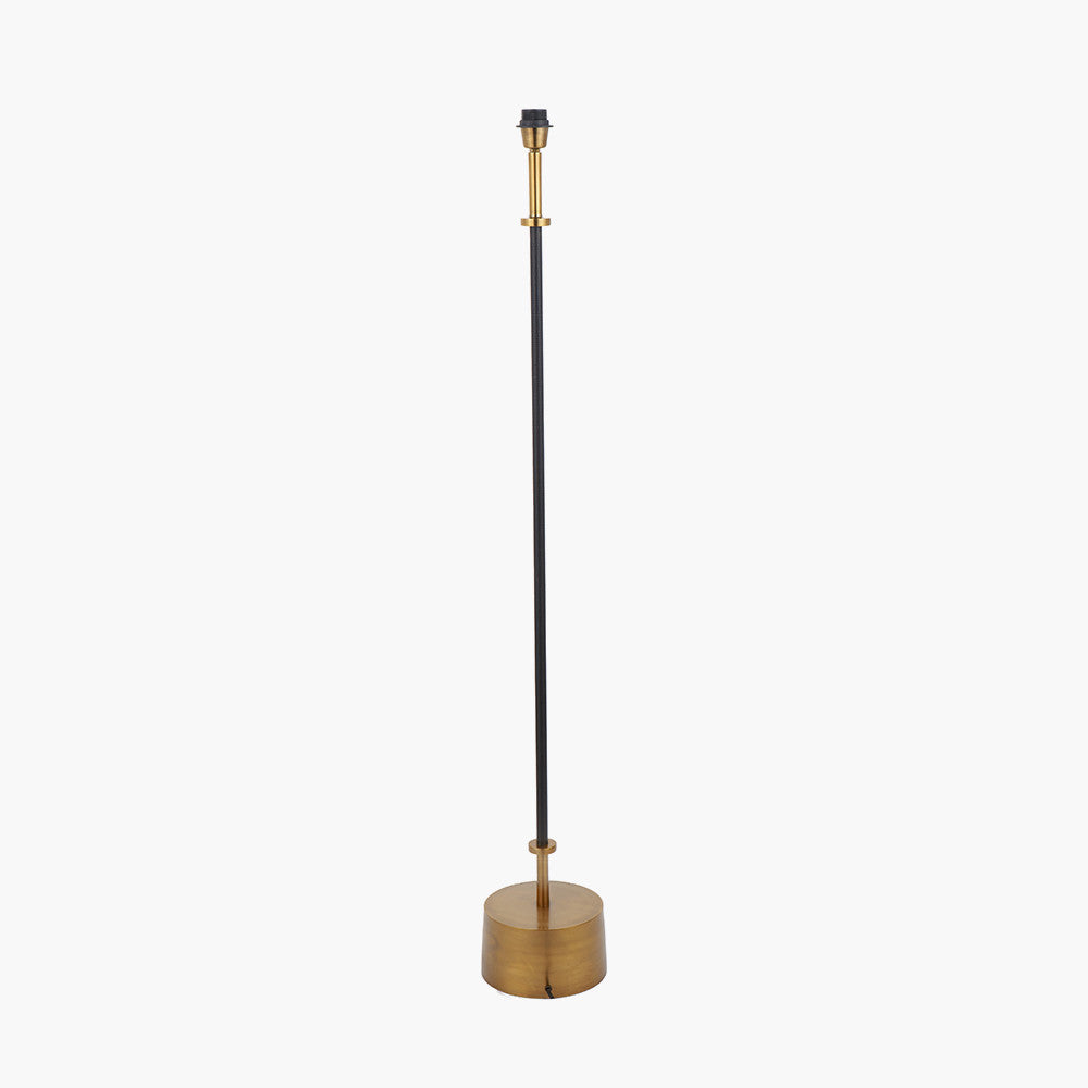 Antoine Black Croc and Antique Brass Metal Floor Lamp